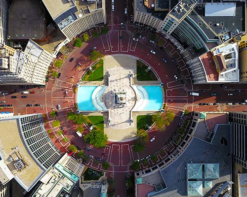 Monument Circle aerial